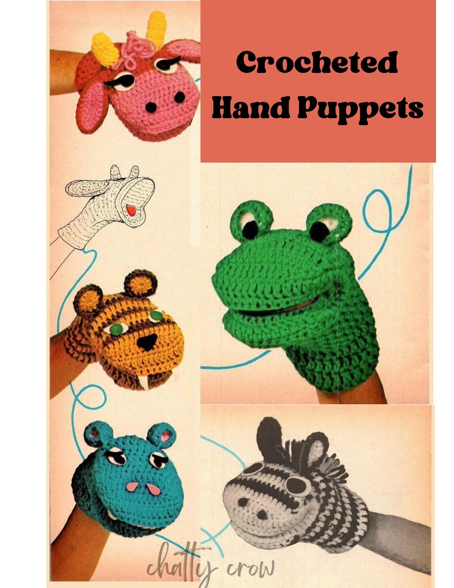 Vintage 70s Crochet Hand Puppets Pattern: Retro Toy Craft (PDF Download ...