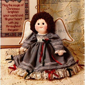Vintage zachte sculptuur engel pop patroon retro jaren 80 engel doek pop 16&quot; pop en kleding pdf direct digitale download