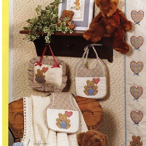 Vintage Coordinating Baby Room Decor Pattern PDF Instant Download Teddy Bear Nursery Decor