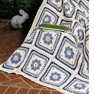 Vintage Cornflowers Crochet Afghan Pattern PDF Instant Download