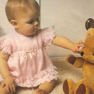 Patrón de top de ángel de punto vintage para bebé con bucles y encaje (PDF, descarga instantánea)