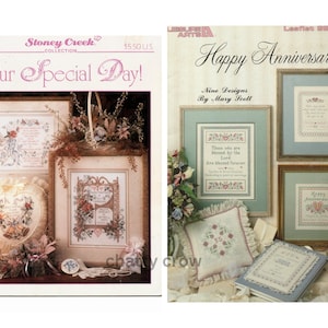 Vintage kruissteekpatroon Onze speciale dag Gelukkige verjaardag pdf Instant digitale download Huwelijkscadeau