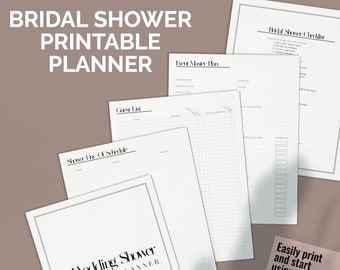 Bruidsdoucheplanner en checklist | Bruiloft douche Planner afdrukbare | Minimale schone binderpagina's | Bruidsdouche planning printables