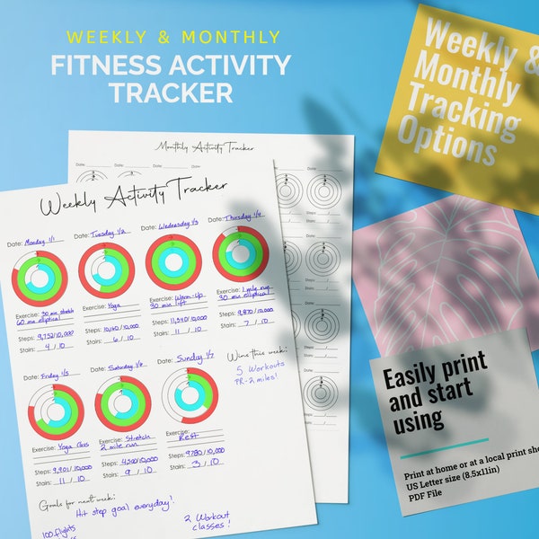 Activity Ring Trackers PRINTABLE | Apple Watch Tracker | Exercise Tracker for Apple Users | Activity PDF Download