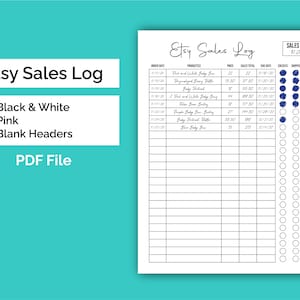 Registro de ventas de Etsy / Imprimible / Rastreador de ventas / Carta de EE. UU. / Planificador PDF / Organizador de pedidos en línea