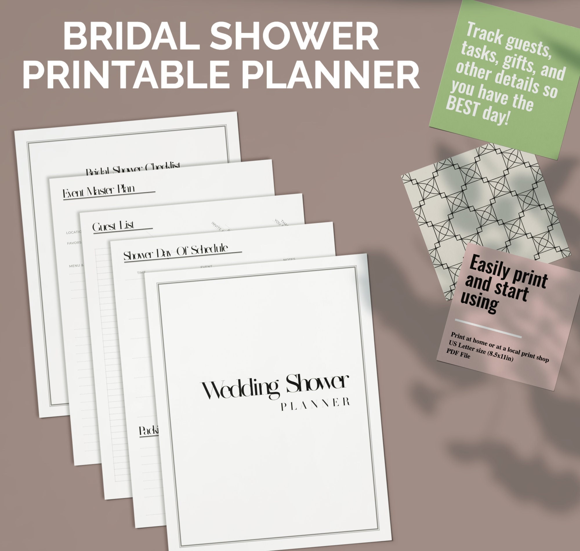 Bridal Shower Planner and Checklist | Wedding Shower Planner Printable ...