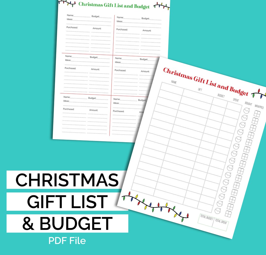 Christmas Gift List and Budget Printable Planner | Budget and Wrapping ...