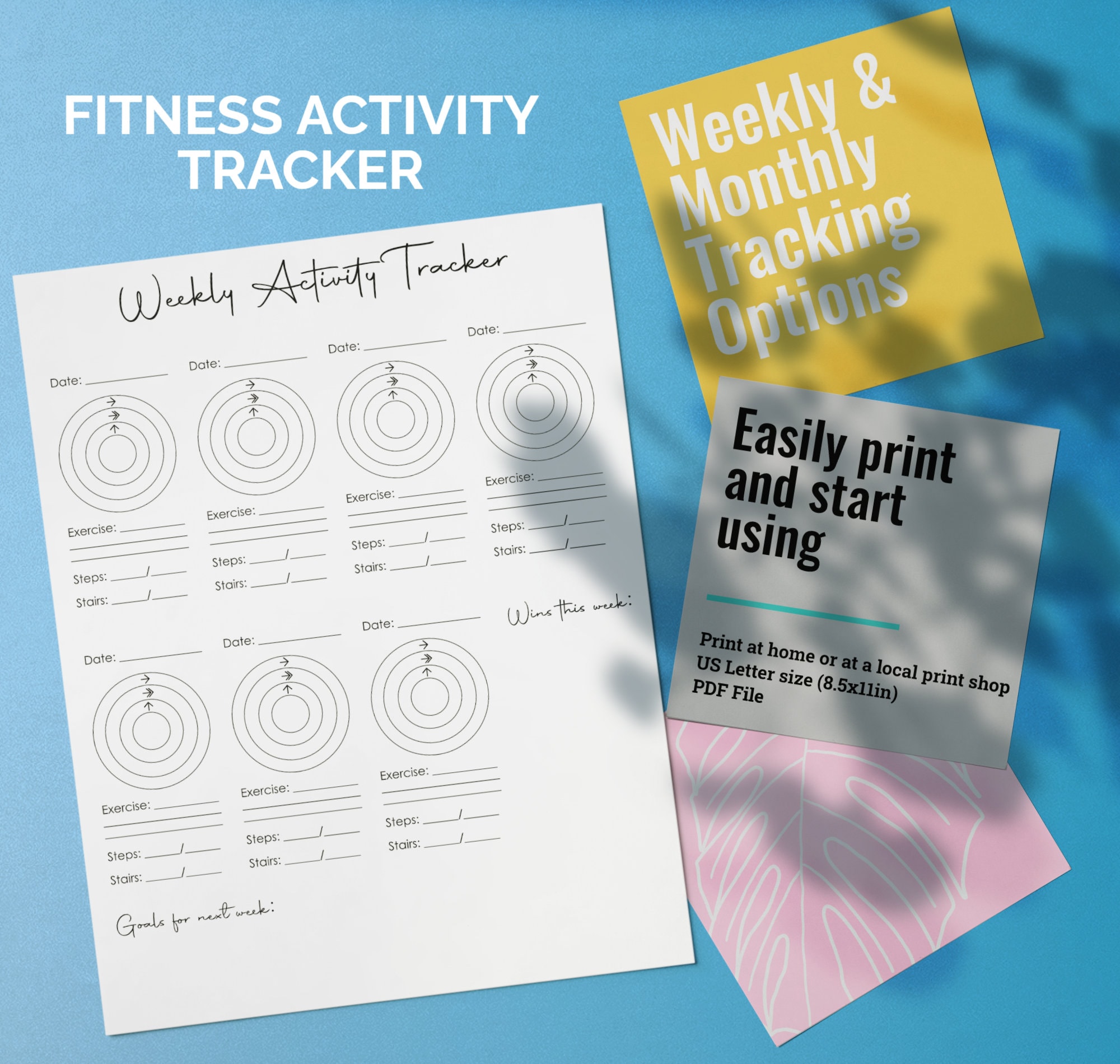 Activity Ring Trackers PRINTABLE Apple Watch Tracker Exercise Tracker ...