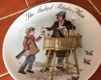 Wedgwood Bone China plaque The Baked Potato Man par John Finnie 1985