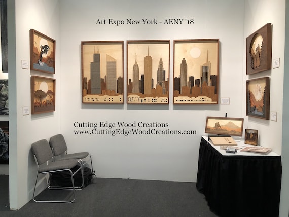 3D Wood New York City Skyline, Laser Cut Shadow Box Triptych - Etsy