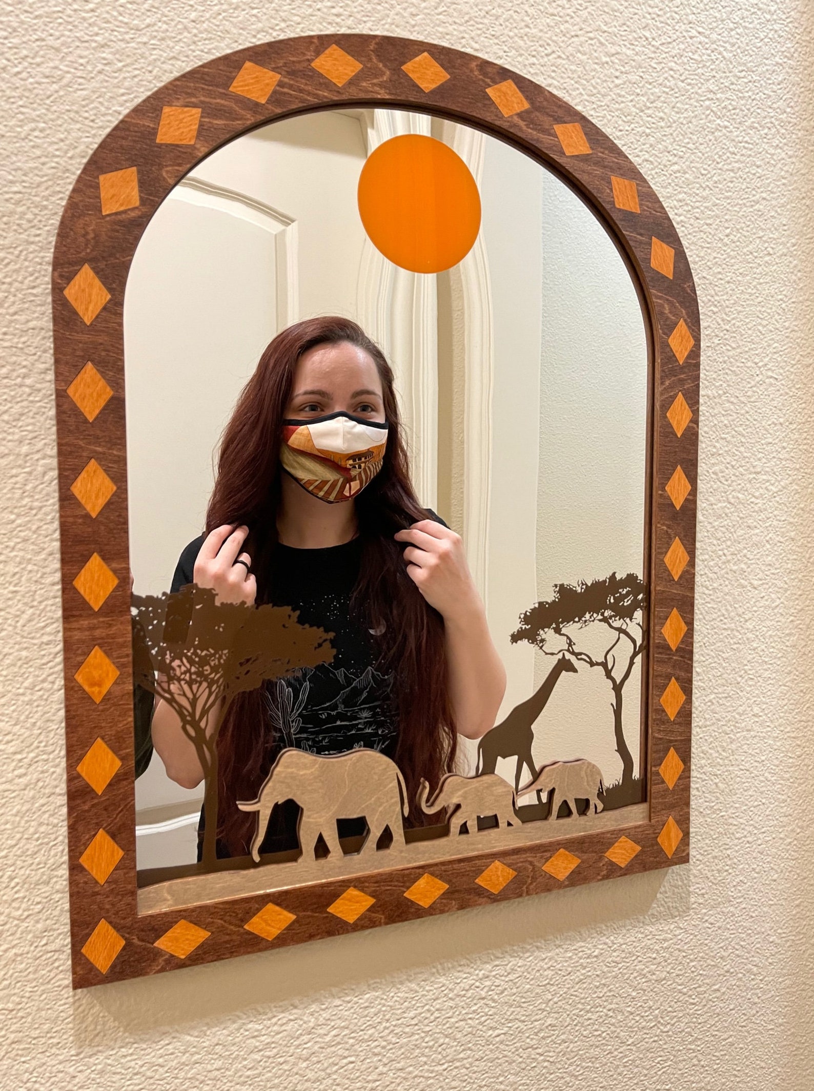 Mirror Wall Decor 3D African Wildlife Layered Wood Etched and Etsy