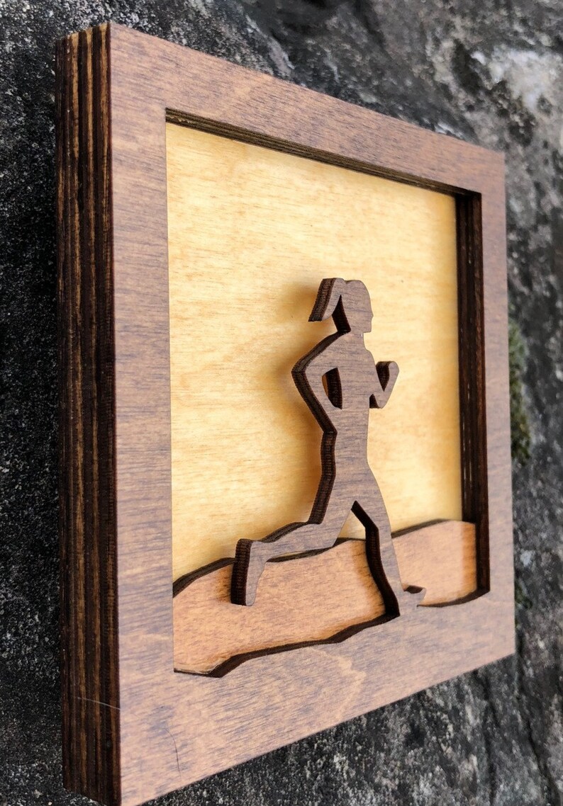 Female Runner Jogger 3D Wood Shadow Box 4x4 Small Etsy