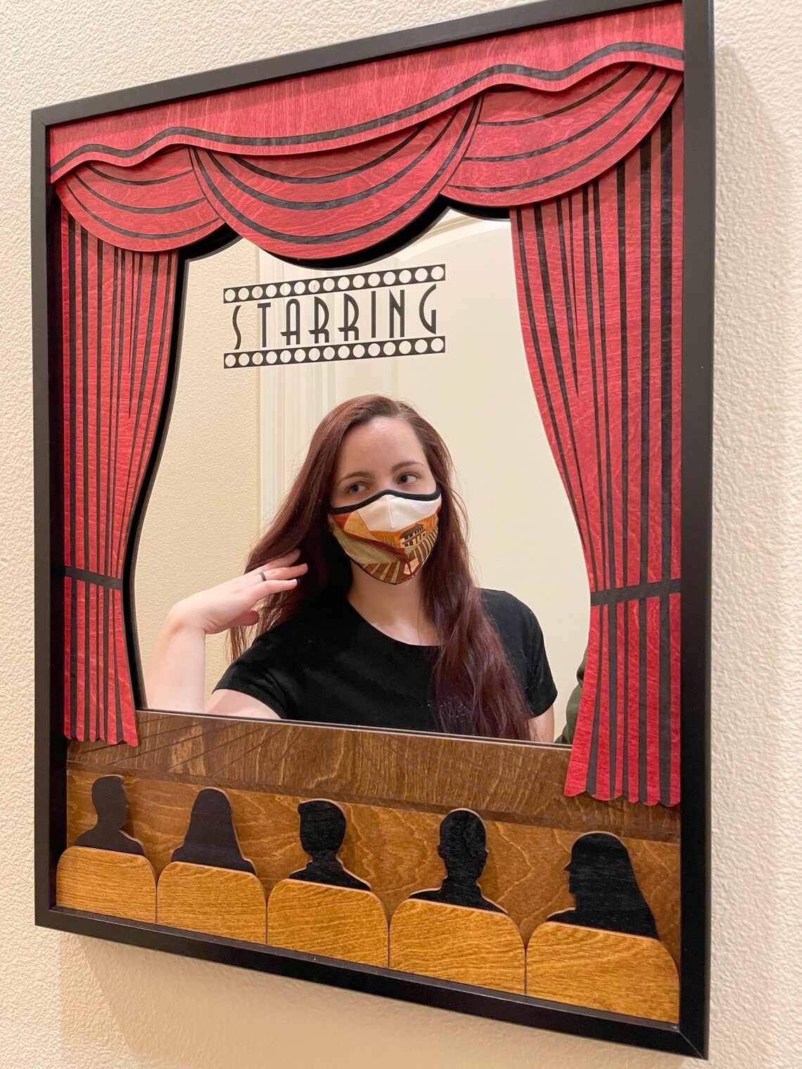 3D Wall Mirror Art Theater With Audience Layered Wood Scene Etsy