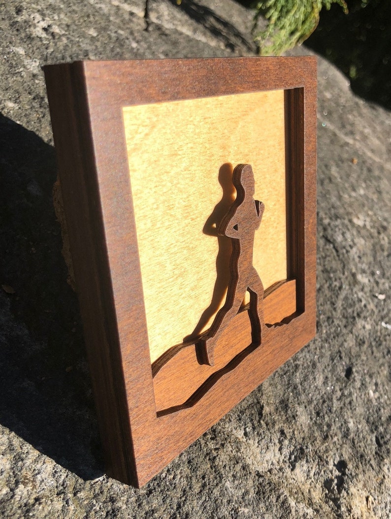 Runner Jogger 3D Wood Shadow Box 4x4 Small Etsy