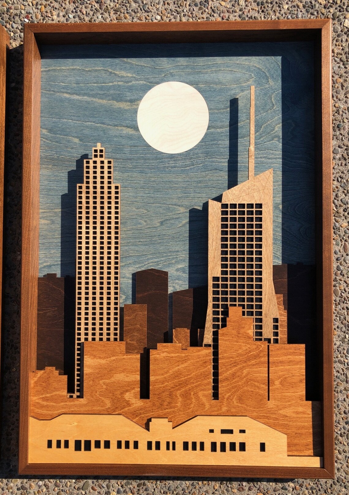 New York City Skyline 3D Wood Shadow Box Triptych / Laser Cut Etsy