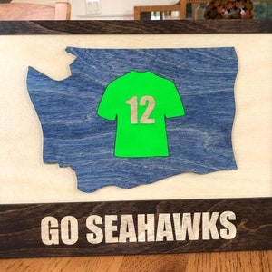 Seattle Seahawks Wall Plaque / 3D Laser Cut Wood / Handcrafted Wood Art / Go Seahawks Sign / 3 Layers / Etched Words / Football Seahawk Fans