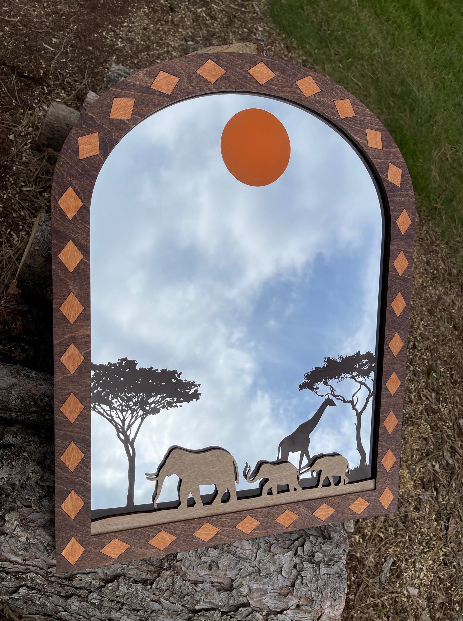 Mirror Wall Decor 3D African Wildlife Layered Wood Etched and Etsy