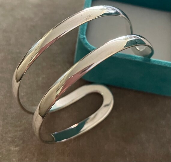 Sterling Flat Double Loop Open Cuff Bracelet - image 2