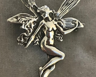 Vintage Sterling Art Nouveau Fairy Brooch