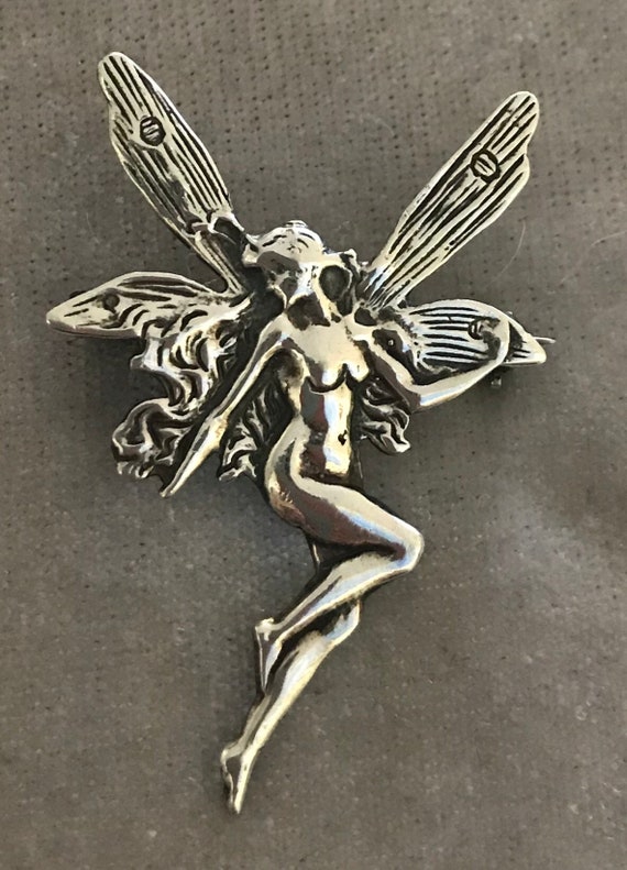 Vintage Sterling Art Nouveau Fairy Brooch