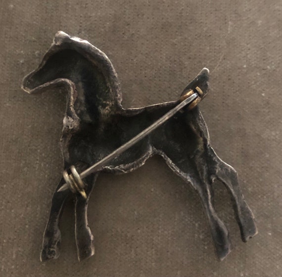 Vintage Solid Horse Brooch - image 4