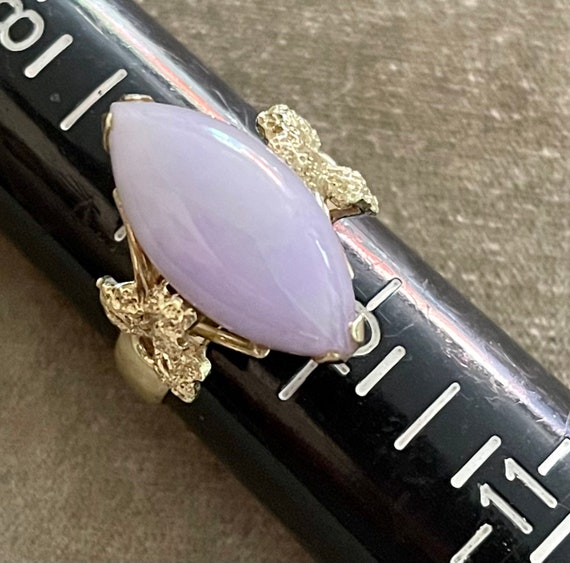 Vintage 14K Genuine Natural Lavender Jade Marquis… - image 2