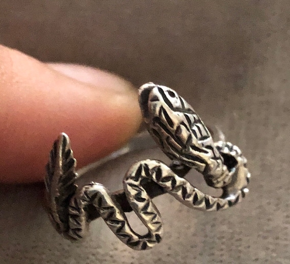 Vintage Sterling Snake Ring - image 1