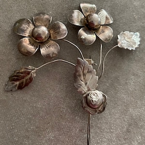 Large Sterling Floral Brooch