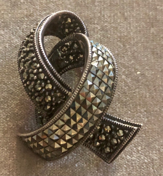 JUDITH JACK Sterling Marcasites Brooch