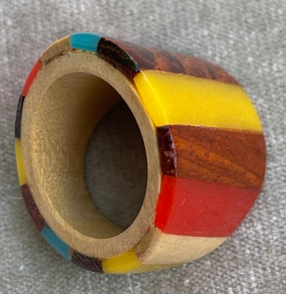 Multi Wood and Colorful Resin Artisan Crafted Ring