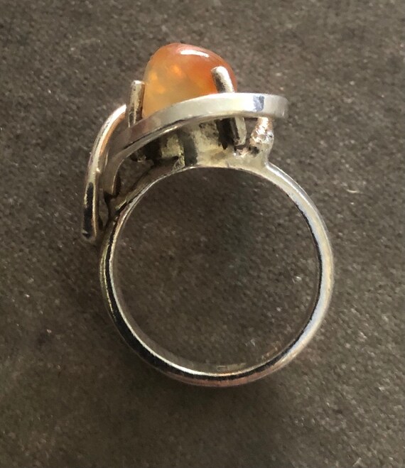 Vintage Modernist Mexico Sterling Raw Fire Opal R… - image 7