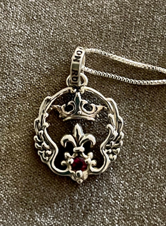 Chevron Royale Sterling Spinel Ruby Crown Pendant 