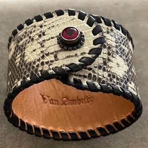 Biker Jerry Van Amburg Leathers Pink Spinel Snake Skin Wrap Bracelet.