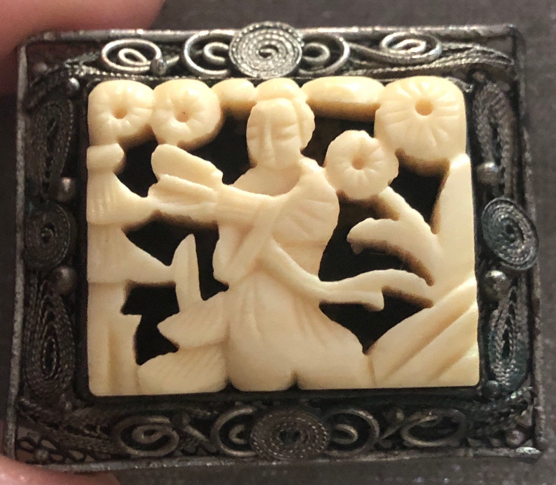 Broche vintage en émail de style chinois pour femme avec