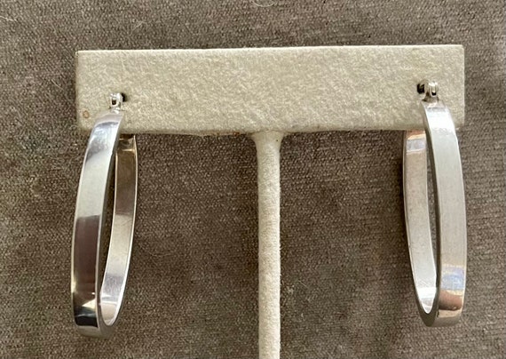 Solid Sterling Silver Oval Hoop Earrings - image 1