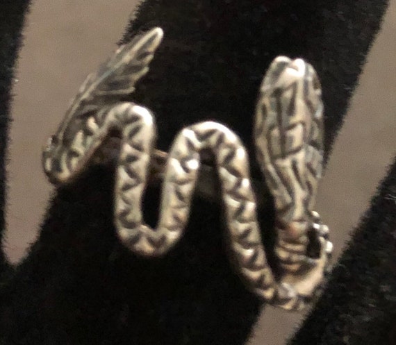 Vintage Sterling Snake Ring - image 2