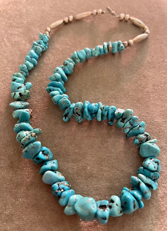 Southwestern Nickel Silver Turquoise Necklace.