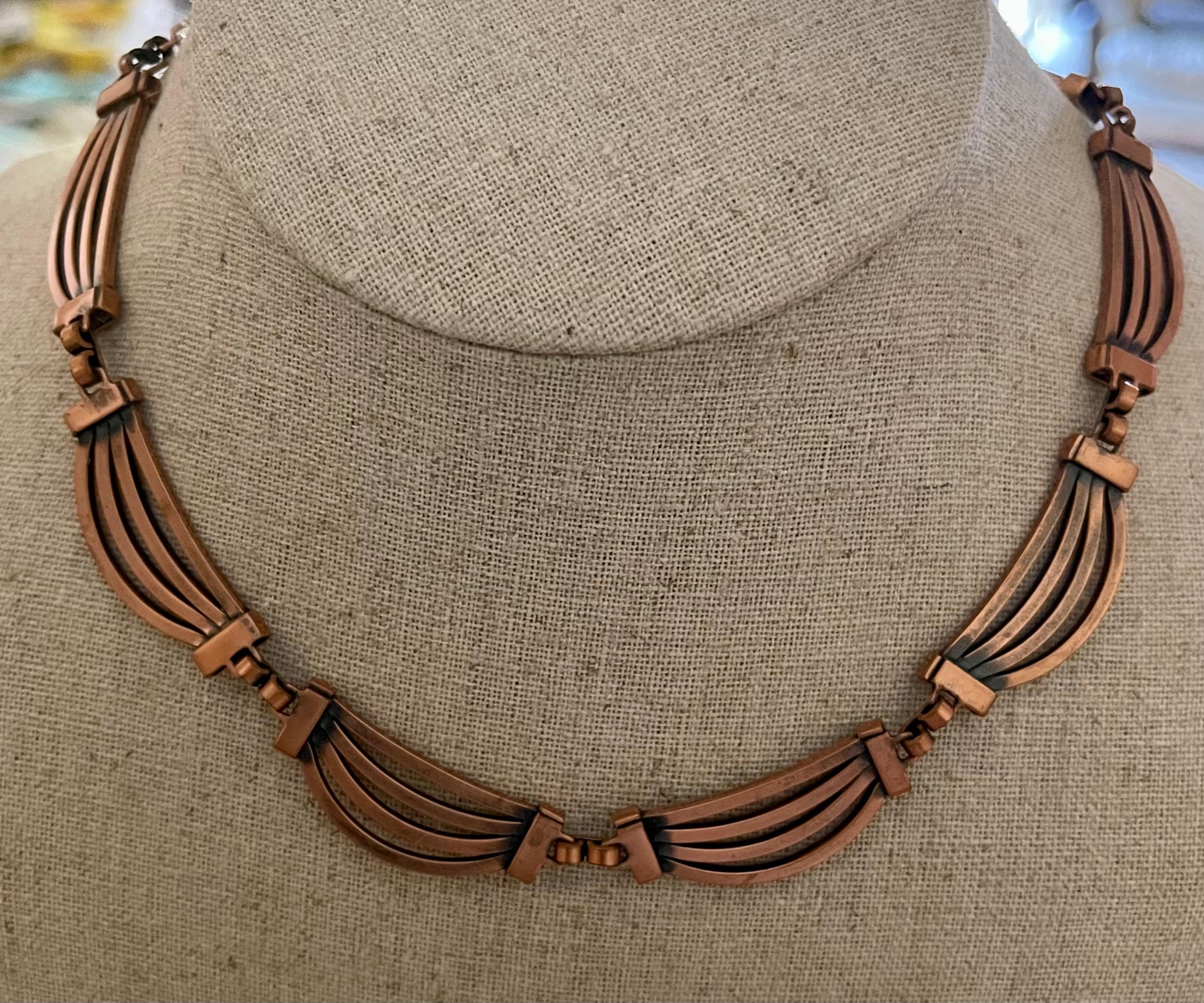 Vintage Modernist RENOIR Copper Necklace Etsy