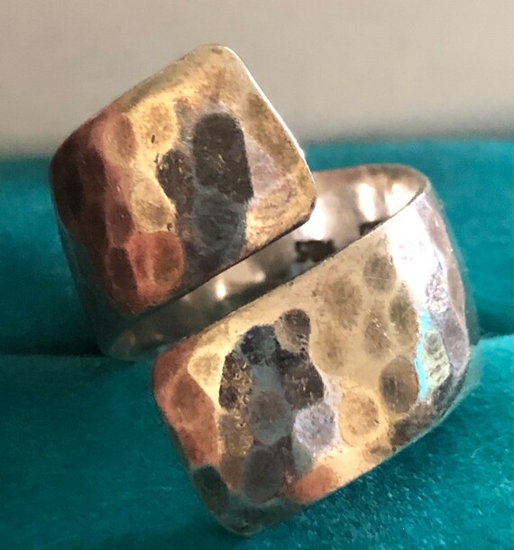 Sterling Hammered Modernist Bypass Ring. - image 2
