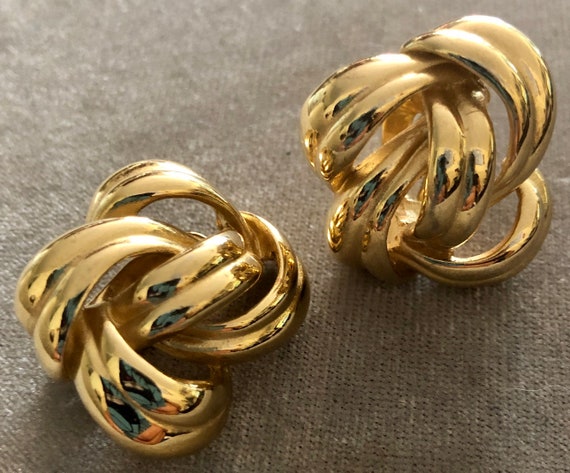 Givenchy Gold Tone Swirl Clip-On Earrings - image 1