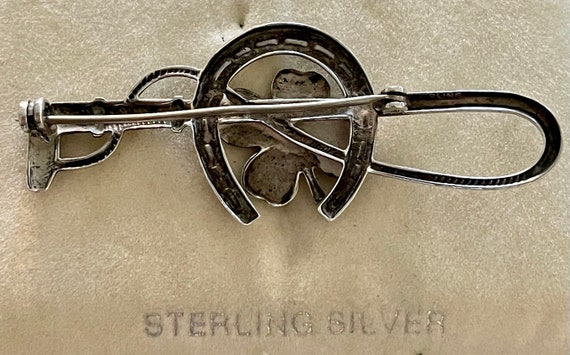 Sterling Riding Crop Horseshoe and Shamrock Lucky… - image 3