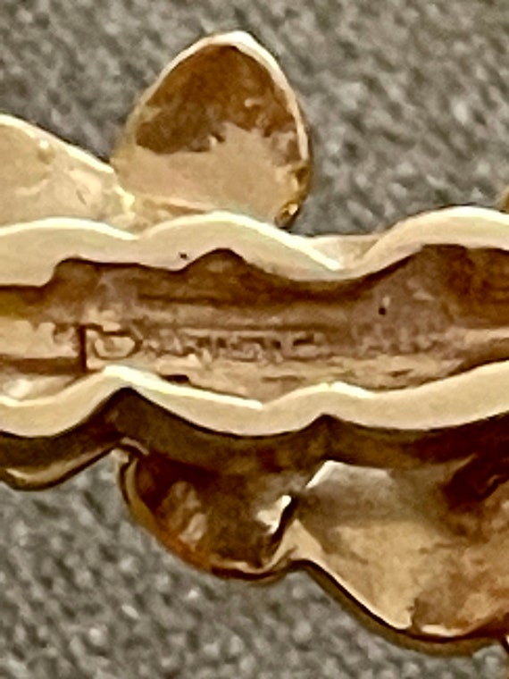 Vintage Solid 14K Diamond Plumerias Hinged Bangle… - image 10