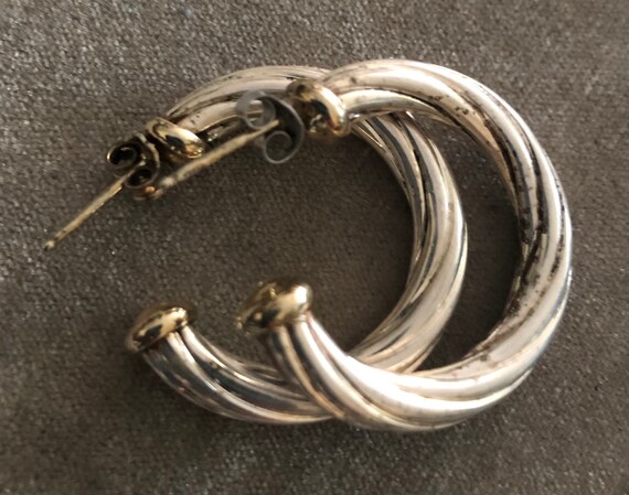 Sterling Twisted Hoop Pierced Earrings - image 4