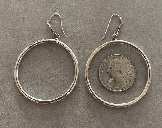 Large Sterling Hoop Dangling Earrings - image 3