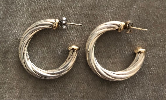 Sterling Twisted Hoop Pierced Earrings - image 3