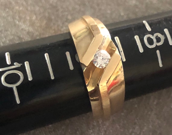 Vintage 14K Solitaire Diamond Men’s Ring - image 1