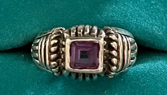 Sterling Square Amethysts Ring - image 1