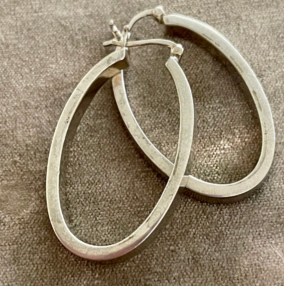 Solid Sterling Silver Oval Hoop Earrings - image 4