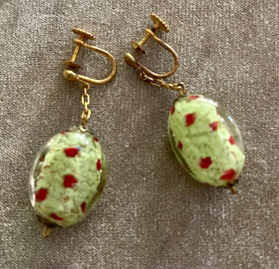 Vintage MURANO GLASS Drop Screw-back Earrings