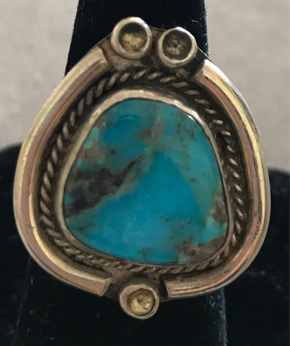 Vintage Sterling Ocean Blue Turquoise Abstract Two
